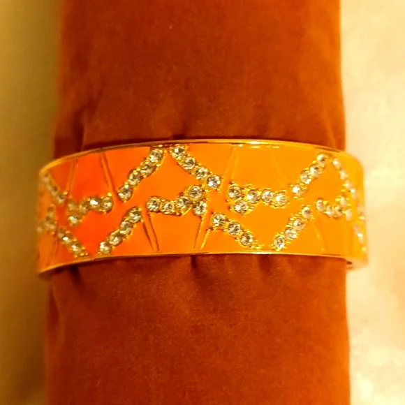 Kate Spade Garden Grove Hinge orange and rinestone bracelet - Picture 3 of 5